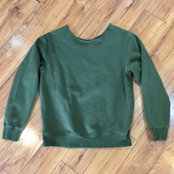 Khaki green sweatshirt top holiday Christmas preppy trending cute cotton medium - Picture 5 of 6